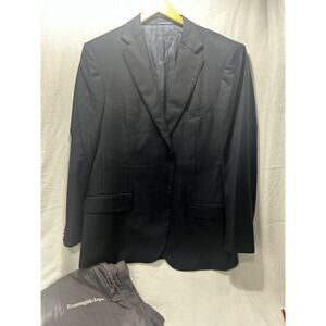 Ermenegildo Zegna Blazer Mens 52R Black Wool Lined Jacket